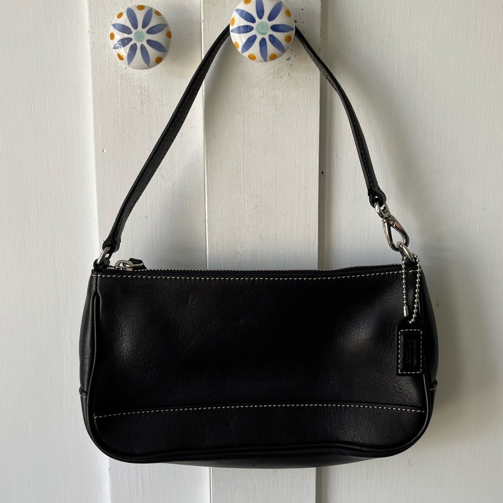COACH Vintage Small Black Leather Handbag/Wristlet